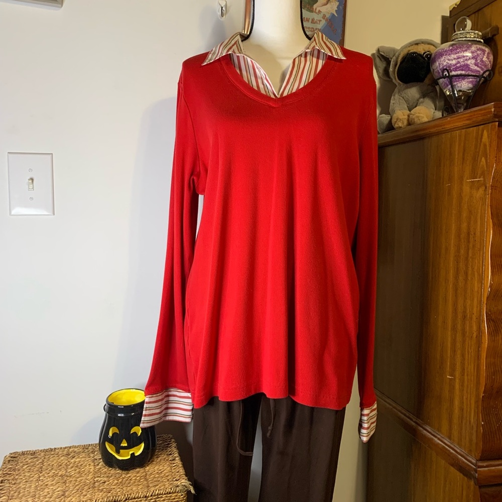 Fashion Bug Red Layered Look Sweater